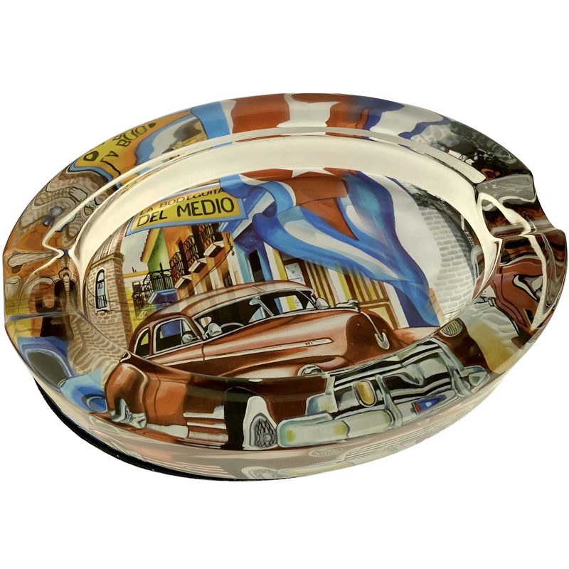 Cinzeiro para charutos em vidro oval com desenho de Cuba 2 suportes - Mercado de Luxo - O Maior E-Commerce de Bens, Produtos e Serviços de Luxo do Brasil.