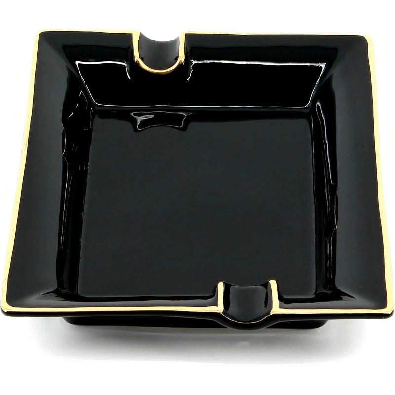Cinzeiro para charutos Retangular em preto com detalhes pintados em ouro - Mercado de Luxo - O Maior E-Commerce de Bens, Produtos e Serviços de Luxo do Brasil.