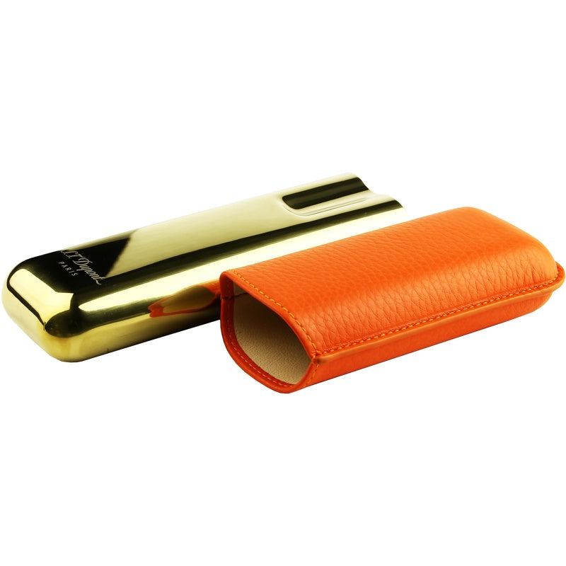 Estojo para 2 charutos laranja/dourado 183256 - Mercado de Luxo - O Maior E-Commerce de Bens, Produtos e Serviços de Luxo do Brasil.