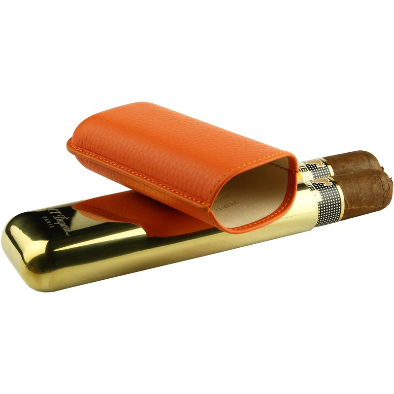 Estojo para 2 charutos laranja/dourado 183256 - Mercado de Luxo - O Maior E-Commerce de Bens, Produtos e Serviços de Luxo do Brasil.
