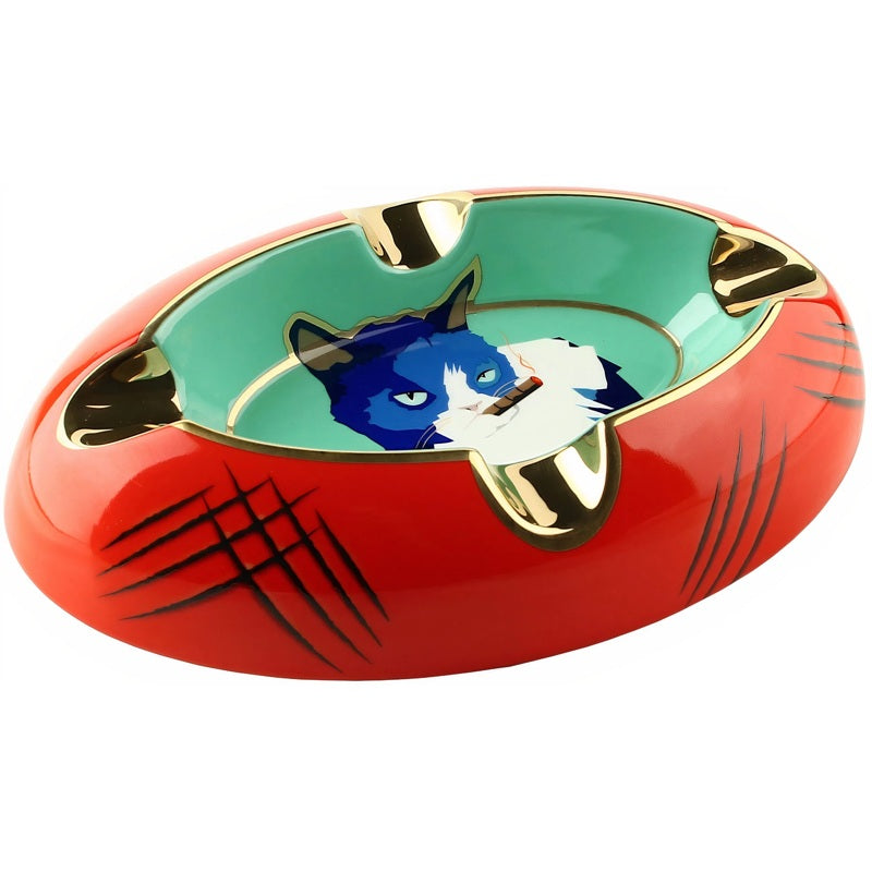 Cinzeiro Gato azul/vermelho - Mercado de Luxo - O Maior E-Commerce de Bens, Produtos e Serviços de Luxo do Brasil.