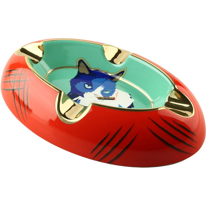 Cinzeiro Gato azul/vermelho - Mercado de Luxo - O Maior E-Commerce de Bens, Produtos e Serviços de Luxo do Brasil.