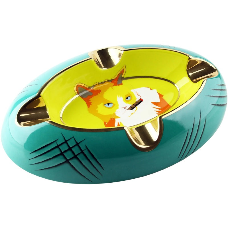Cinzeiro Gato amarelo/verde - Mercado de Luxo - O Maior E-Commerce de Bens, Produtos e Serviços de Luxo do Brasil.