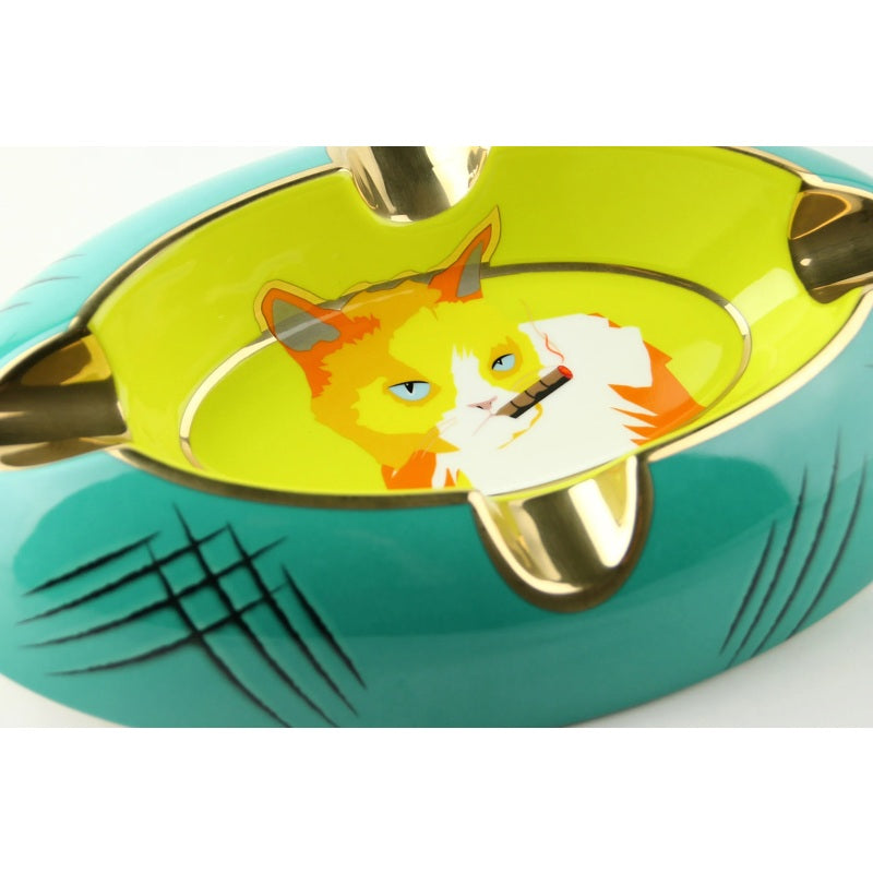 Cinzeiro Gato amarelo/verde - Mercado de Luxo - O Maior E-Commerce de Bens, Produtos e Serviços de Luxo do Brasil.