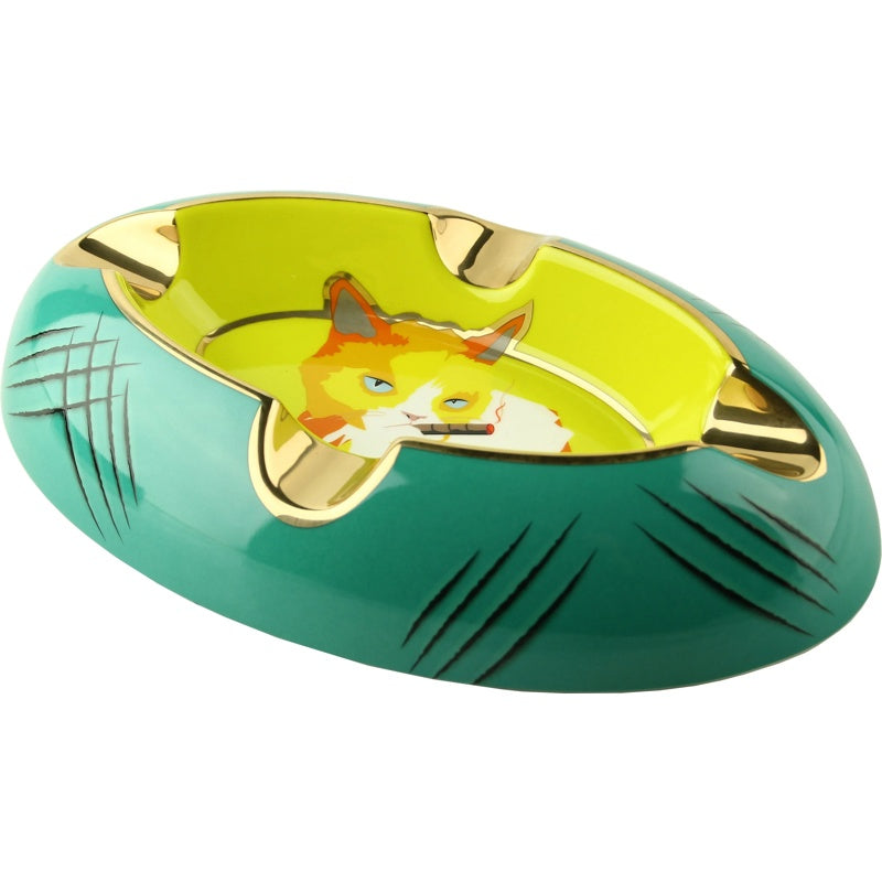 Cinzeiro Gato amarelo/verde - Mercado de Luxo - O Maior E-Commerce de Bens, Produtos e Serviços de Luxo do Brasil.