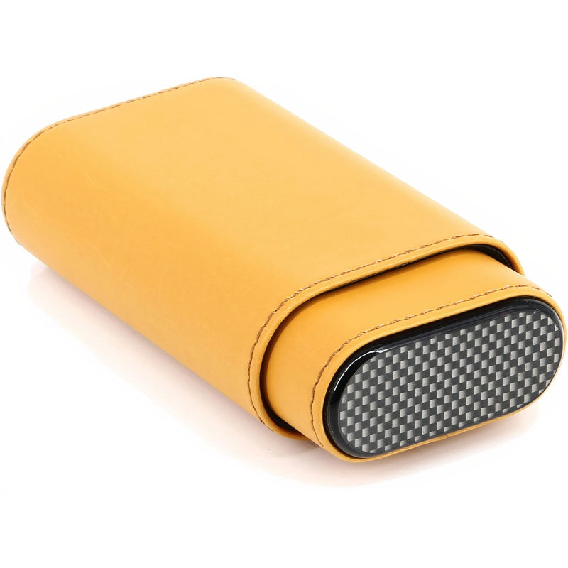 Estojo de couro para charutos Amarelo / Carbono - Mercado de Luxo - O Maior E-Commerce de Bens, Produtos e Serviços de Luxo do Brasil.