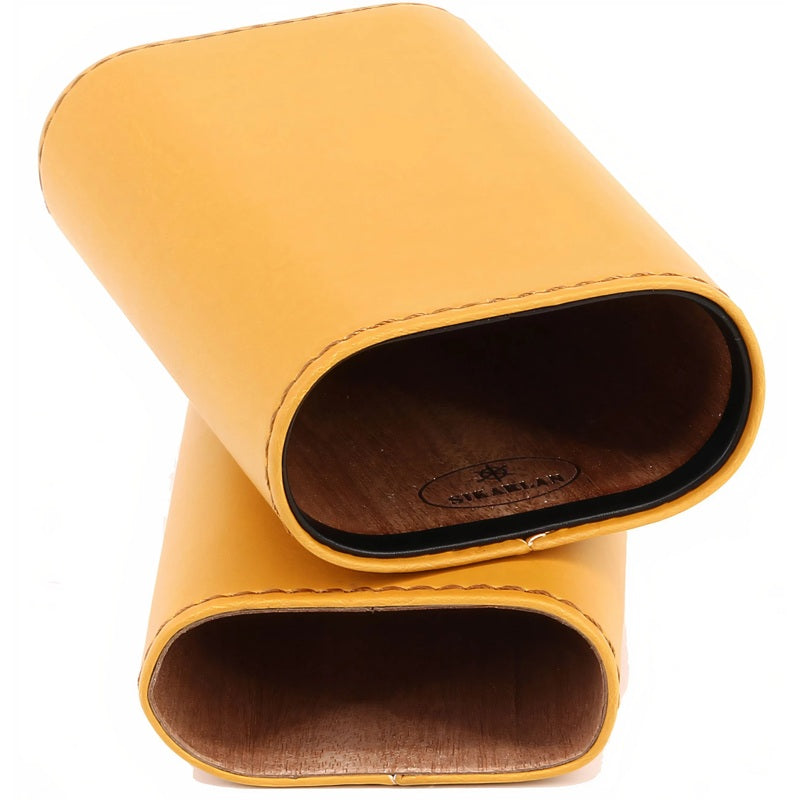 Estojo de couro para charutos Amarelo / Carbono - Mercado de Luxo - O Maior E-Commerce de Bens, Produtos e Serviços de Luxo do Brasil.