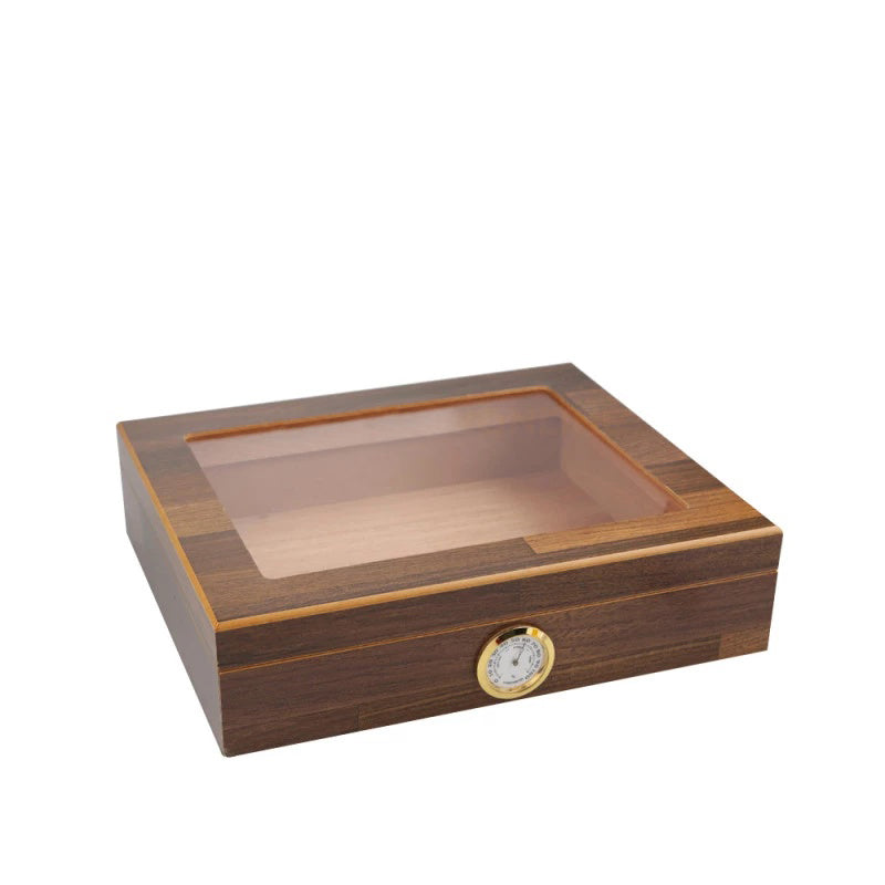 Umidor para 32 Charutos (Tampa de Vidro e Higrômetro Embutido) - Madeira Clara - Mercado de Luxo - O Maior E-Commerce de Bens, Produtos e Serviços de Luxo do Brasil.