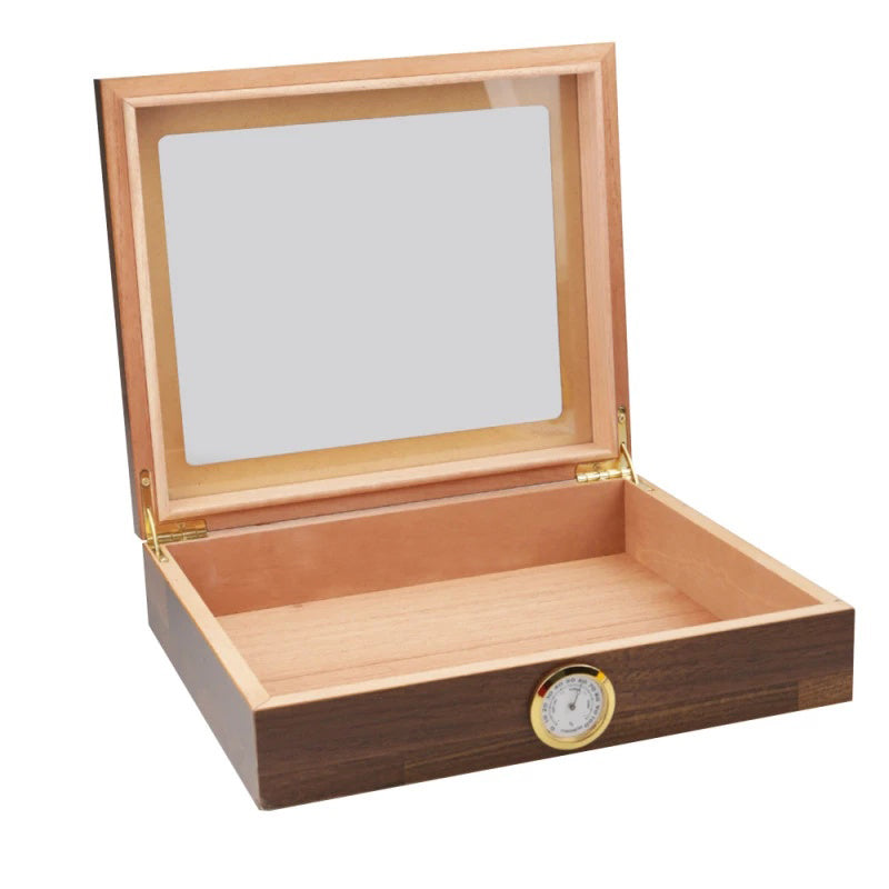 Umidor para 32 Charutos (Tampa de Vidro e Higrômetro Embutido) - Madeira Clara - Mercado de Luxo - O Maior E-Commerce de Bens, Produtos e Serviços de Luxo do Brasil.