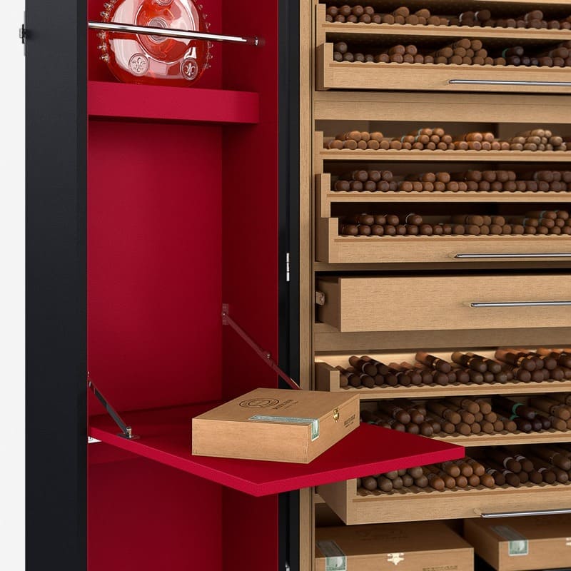 Umidor Ultimate Trunk Calfskin Preto e Interior Vermelho - Mercado de Luxo - O Maior E-Commerce de Bens, Produtos e Serviços de Luxo do Brasil.