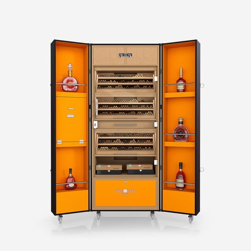 Umidor Ultimate Trunk Calfskin Marrom e Interior Laranja - Mercado de Luxo - O Maior E-Commerce de Bens, Produtos e Serviços de Luxo do Brasil.