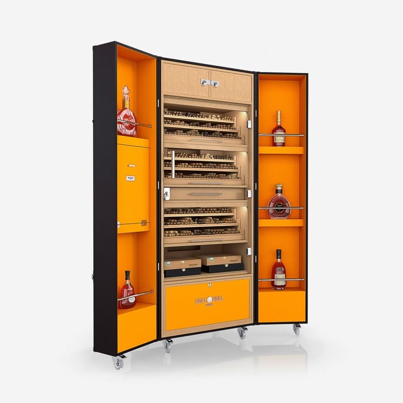 Umidor Ultimate Trunk Calfskin Marrom e Interior Laranja - Mercado de Luxo - O Maior E-Commerce de Bens, Produtos e Serviços de Luxo do Brasil.