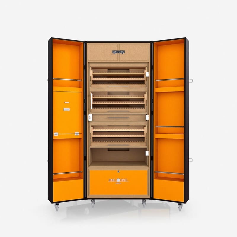 Umidor Ultimate Trunk Calfskin Marrom e Interior Laranja - Mercado de Luxo - O Maior E-Commerce de Bens, Produtos e Serviços de Luxo do Brasil.