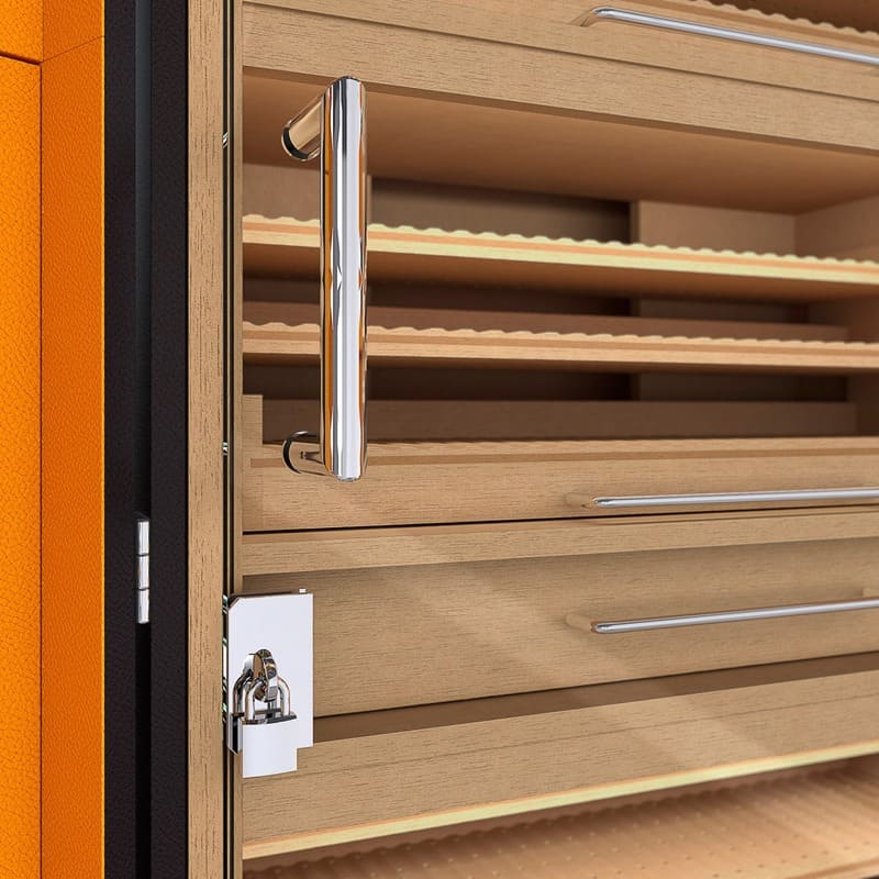 Umidor Ultimate Trunk Calfskin Marrom e Interior Laranja - Mercado de Luxo - O Maior E-Commerce de Bens, Produtos e Serviços de Luxo do Brasil.