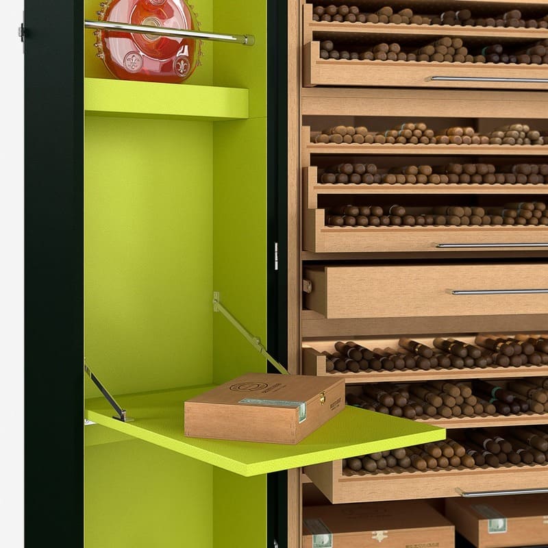 Umidor Ultimate Trunk Calfskin Verde Escuro e Interior Pistache - Mercado de Luxo - O Maior E-Commerce de Bens, Produtos e Serviços de Luxo do Brasil.