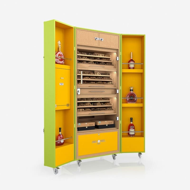 Umidor Ultimate Trunk Calfskin Pistache e Interior Amarelo - Mercado de Luxo - O Maior E-Commerce de Bens, Produtos e Serviços de Luxo do Brasil.