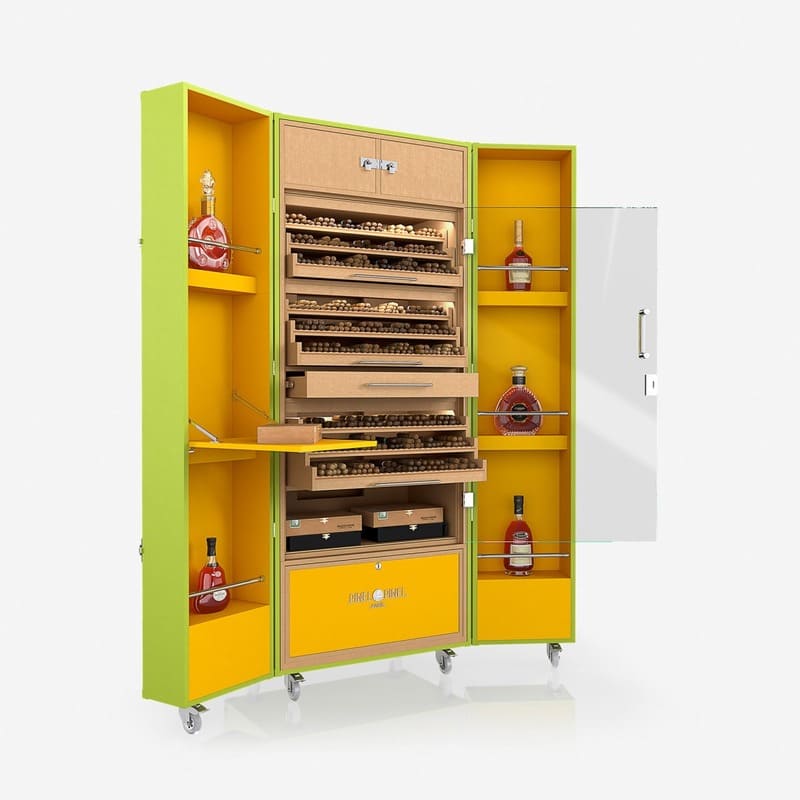 Umidor Ultimate Trunk Calfskin Pistache e Interior Amarelo - Mercado de Luxo - O Maior E-Commerce de Bens, Produtos e Serviços de Luxo do Brasil.