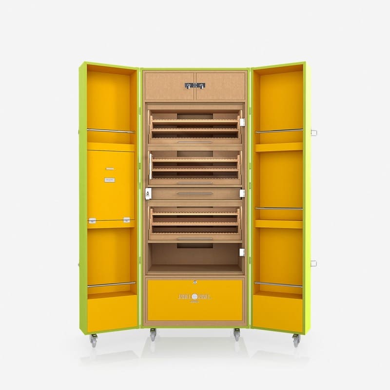 Umidor Ultimate Trunk Calfskin Pistache e Interior Amarelo - Mercado de Luxo - O Maior E-Commerce de Bens, Produtos e Serviços de Luxo do Brasil.