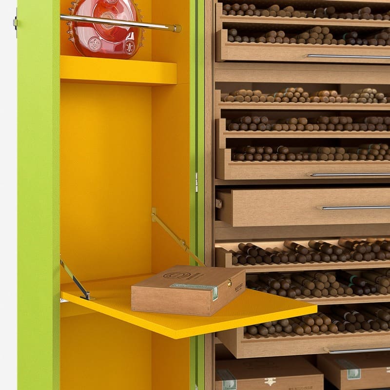 Umidor Ultimate Trunk Calfskin Pistache e Interior Amarelo - Mercado de Luxo - O Maior E-Commerce de Bens, Produtos e Serviços de Luxo do Brasil.