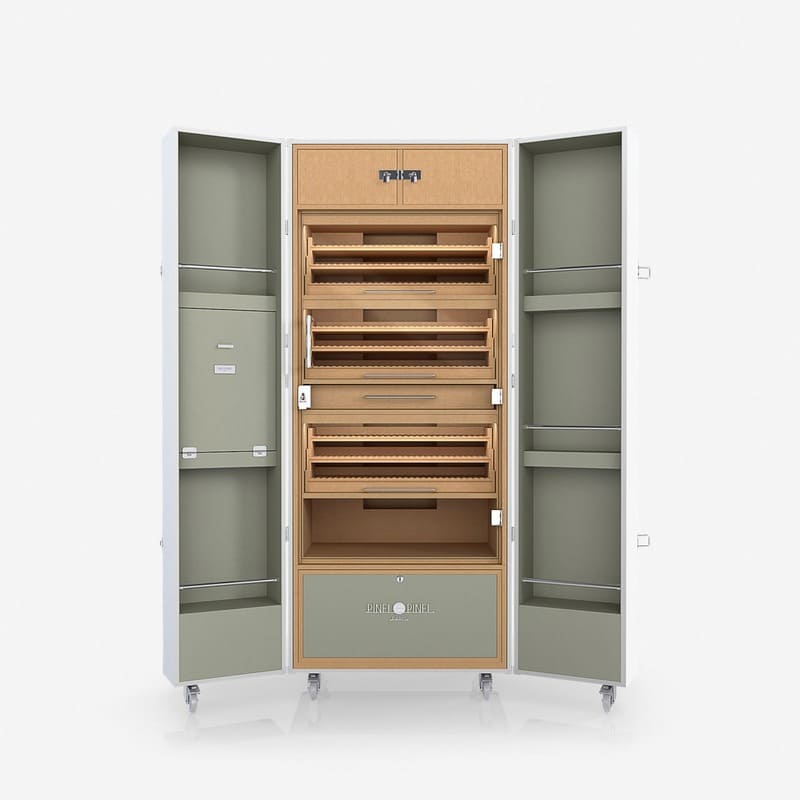 Umidor Ultimate Trunk Calfskin Branco e Interior Cinza - Mercado de Luxo - O Maior E-Commerce de Bens, Produtos e Serviços de Luxo do Brasil.