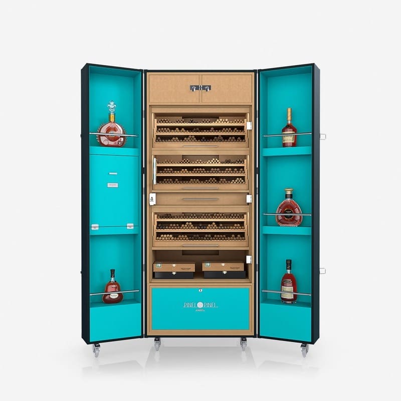 Umidor Ultimate Trunk Calfskin Azul e Interior Turquesa - Mercado de Luxo - O Maior E-Commerce de Bens, Produtos e Serviços de Luxo do Brasil.