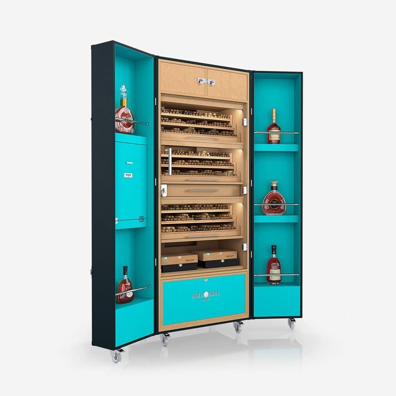 Umidor Ultimate Trunk Calfskin Azul e Interior Turquesa - Mercado de Luxo - O Maior E-Commerce de Bens, Produtos e Serviços de Luxo do Brasil.