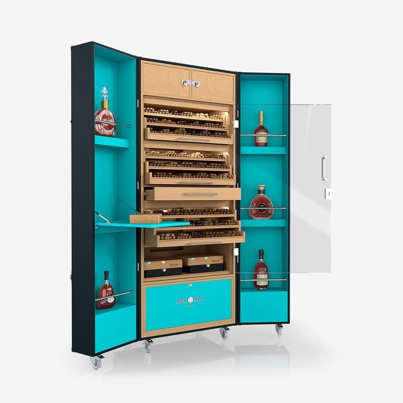 Umidor Ultimate Trunk Calfskin Azul e Interior Turquesa - Mercado de Luxo - O Maior E-Commerce de Bens, Produtos e Serviços de Luxo do Brasil.