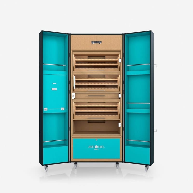 Umidor Ultimate Trunk Calfskin Azul e Interior Turquesa - Mercado de Luxo - O Maior E-Commerce de Bens, Produtos e Serviços de Luxo do Brasil.