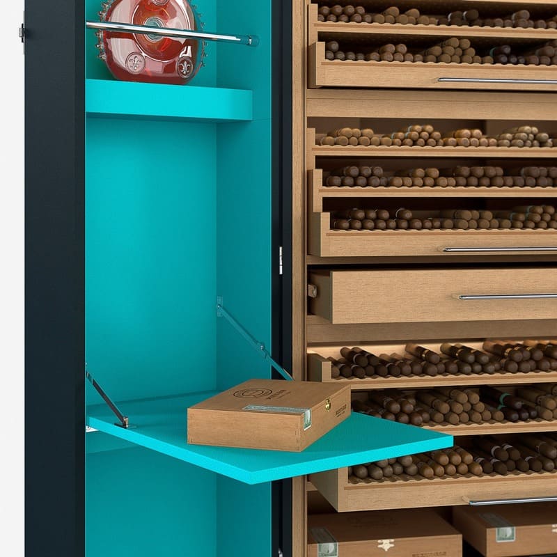 Umidor Ultimate Trunk Calfskin Azul e Interior Turquesa - Mercado de Luxo - O Maior E-Commerce de Bens, Produtos e Serviços de Luxo do Brasil.