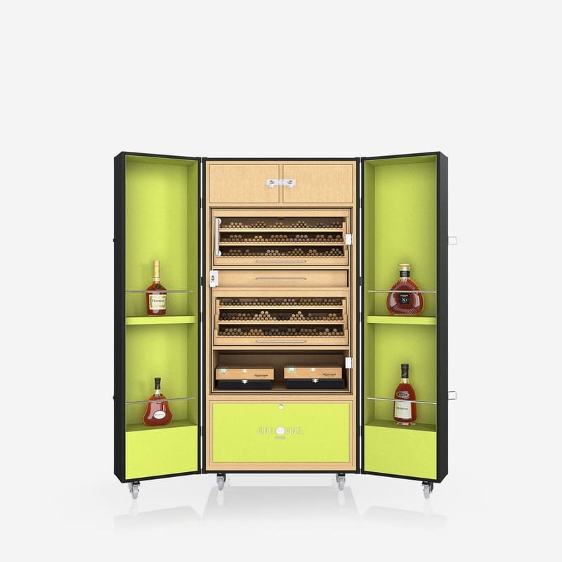 Umidor Baby Trunk Leather Anthracite Preto e Interior Pistache - Mercado de Luxo - O Maior E-Commerce de Bens, Produtos e Serviços de Luxo do Brasil.