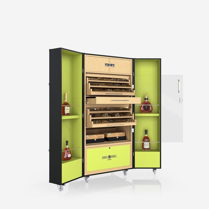 Umidor Baby Trunk Leather Anthracite Preto e Interior Pistache - Mercado de Luxo - O Maior E-Commerce de Bens, Produtos e Serviços de Luxo do Brasil.