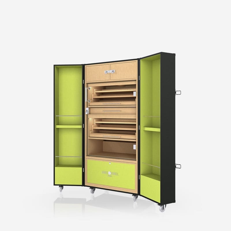 Umidor Baby Trunk Leather Anthracite Preto e Interior Pistache - Mercado de Luxo - O Maior E-Commerce de Bens, Produtos e Serviços de Luxo do Brasil.