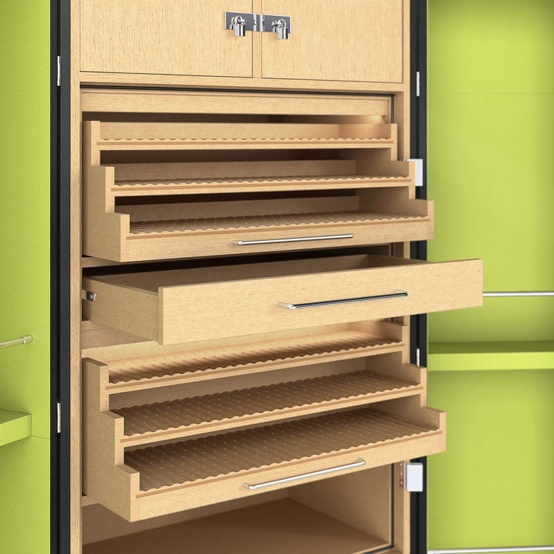 Umidor Baby Trunk Leather Anthracite Preto e Interior Pistache - Mercado de Luxo - O Maior E-Commerce de Bens, Produtos e Serviços de Luxo do Brasil.