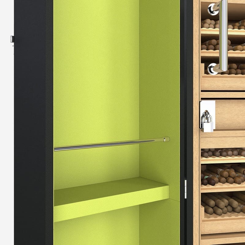 Umidor Baby Trunk Leather Anthracite Preto e Interior Pistache - Mercado de Luxo - O Maior E-Commerce de Bens, Produtos e Serviços de Luxo do Brasil.