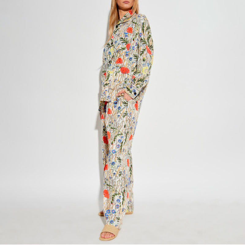 Lingerie Noturna Pijama duas peças com tema floral