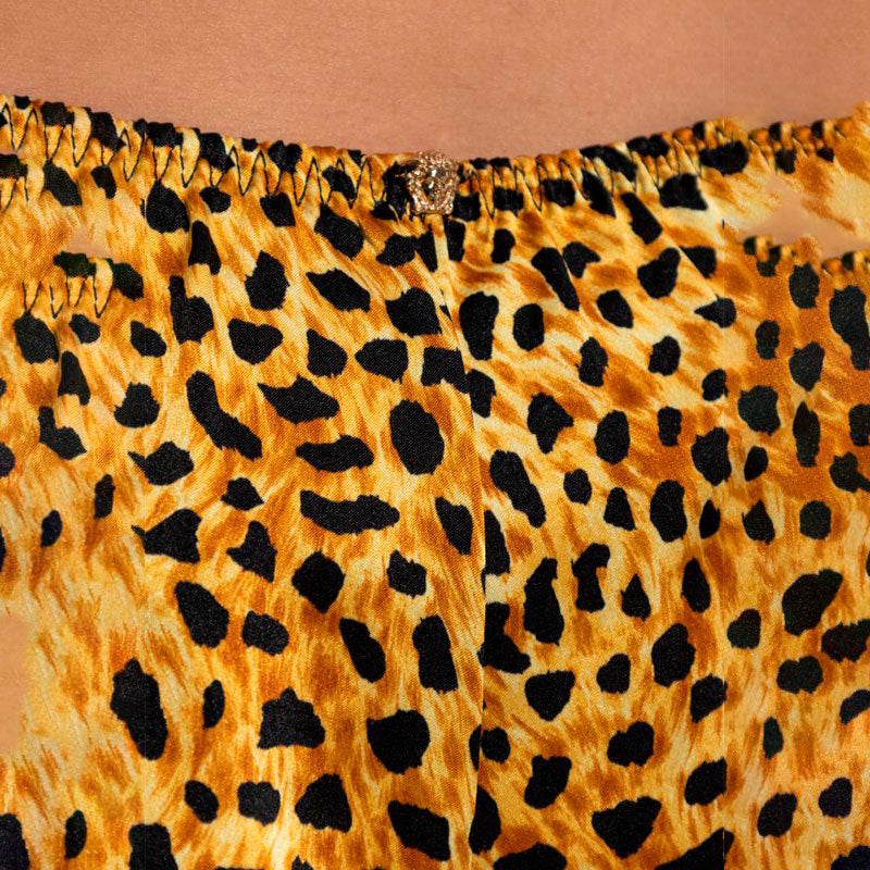 Lingerie Noturna Calcinha Boyshort Seda com estampa animal