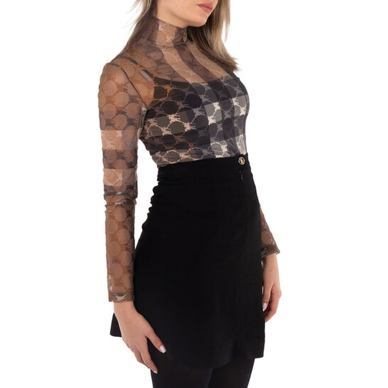 Body de gola alta em Tule elástico EKD Check