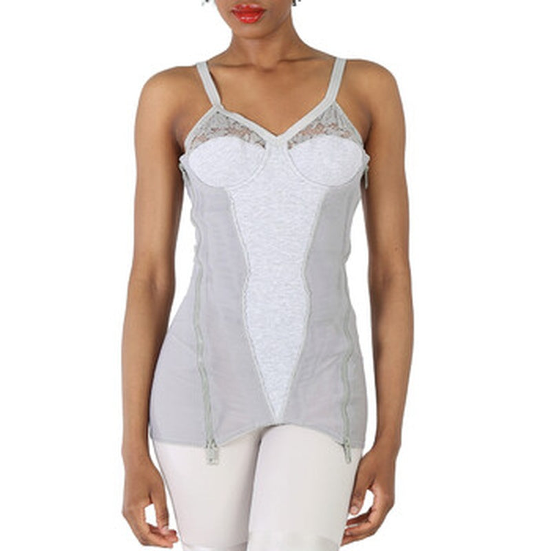Corset de malha de algodão mescla com painéis elásticos