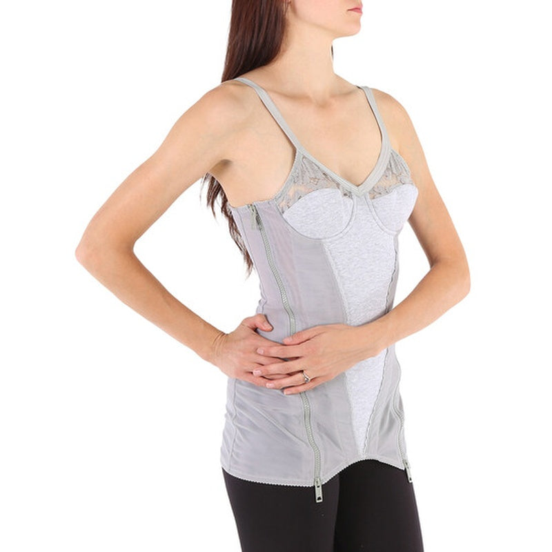 Corset de malha de algodão mescla com painéis elásticos