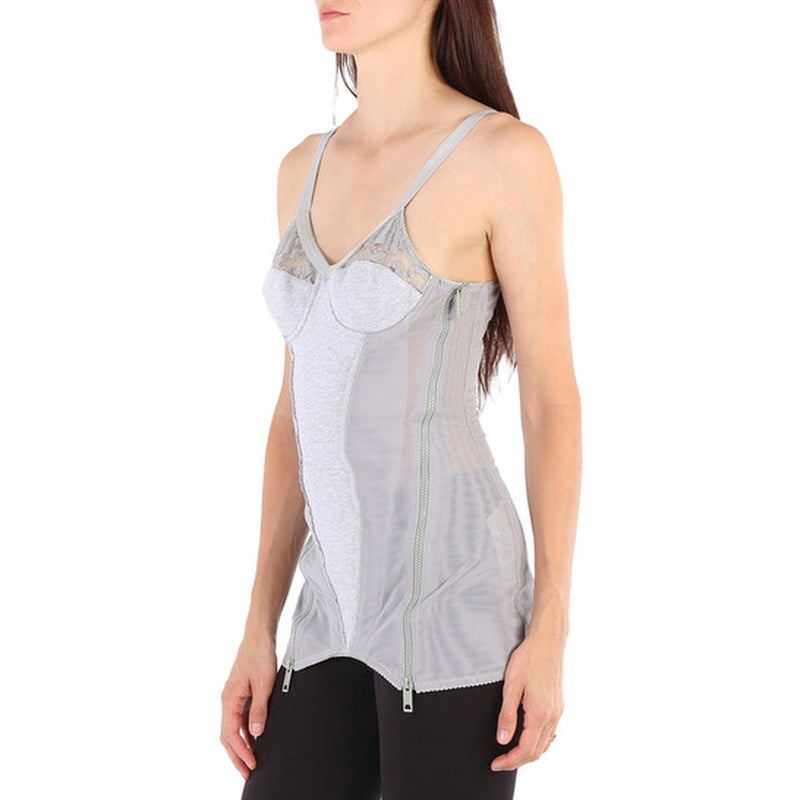 Corset de malha de algodão mescla com painéis elásticos