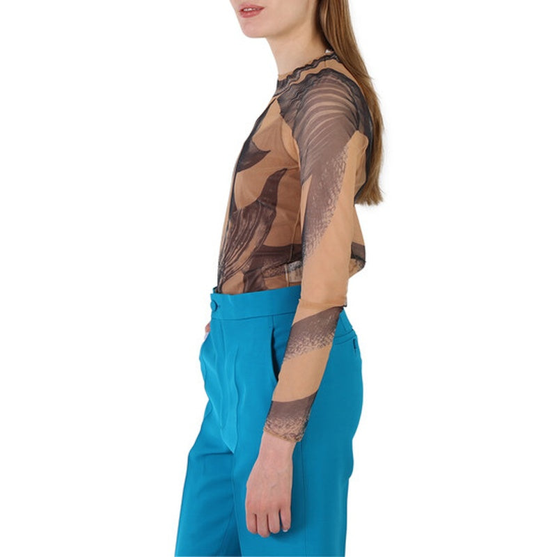 Body de Tule com estampa de cauda de sereia e manga comprida