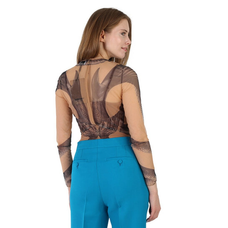 Body de Tule com estampa de cauda de sereia e manga comprida