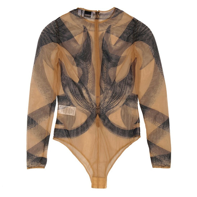 Body de Tule com estampa de cauda de sereia e manga comprida