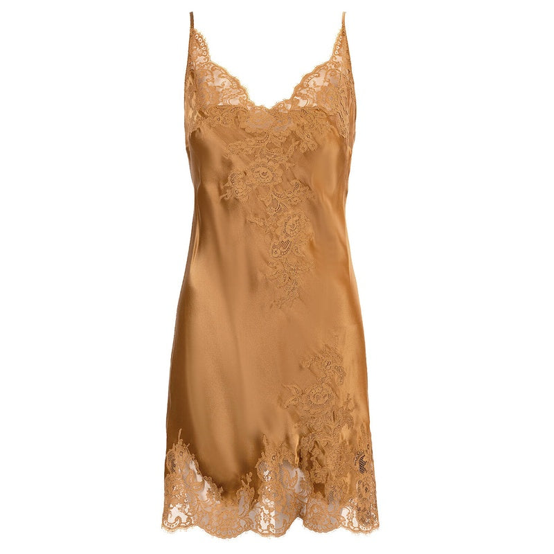 Lingerie Noturna Babydoll de Seda e Renda Aube Céleste Bénédicte Noisette