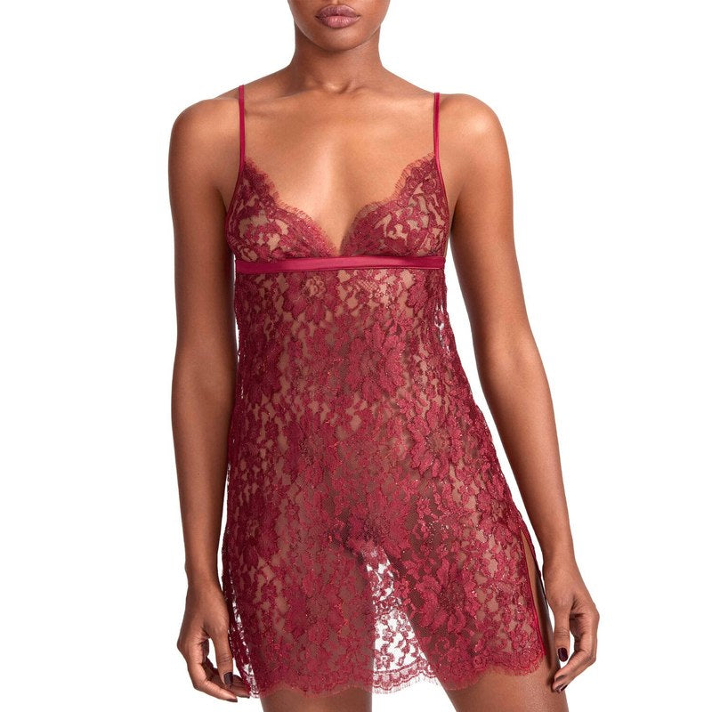 Lingerie Noturna Babydoll de Renda Naraya Borgonha