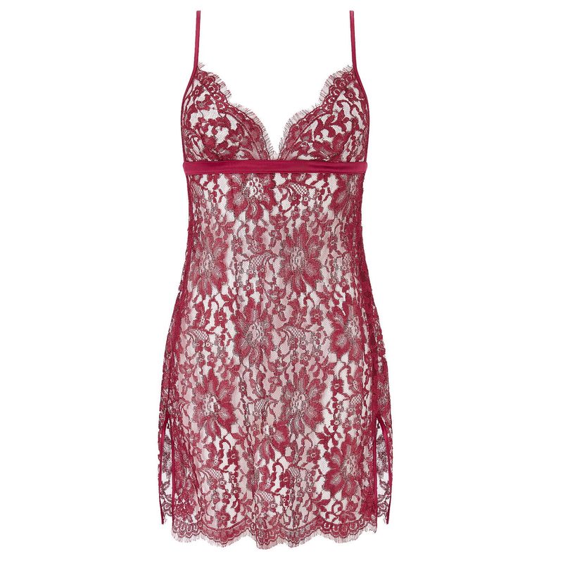 Lingerie Noturna Babydoll de Renda Naraya Borgonha