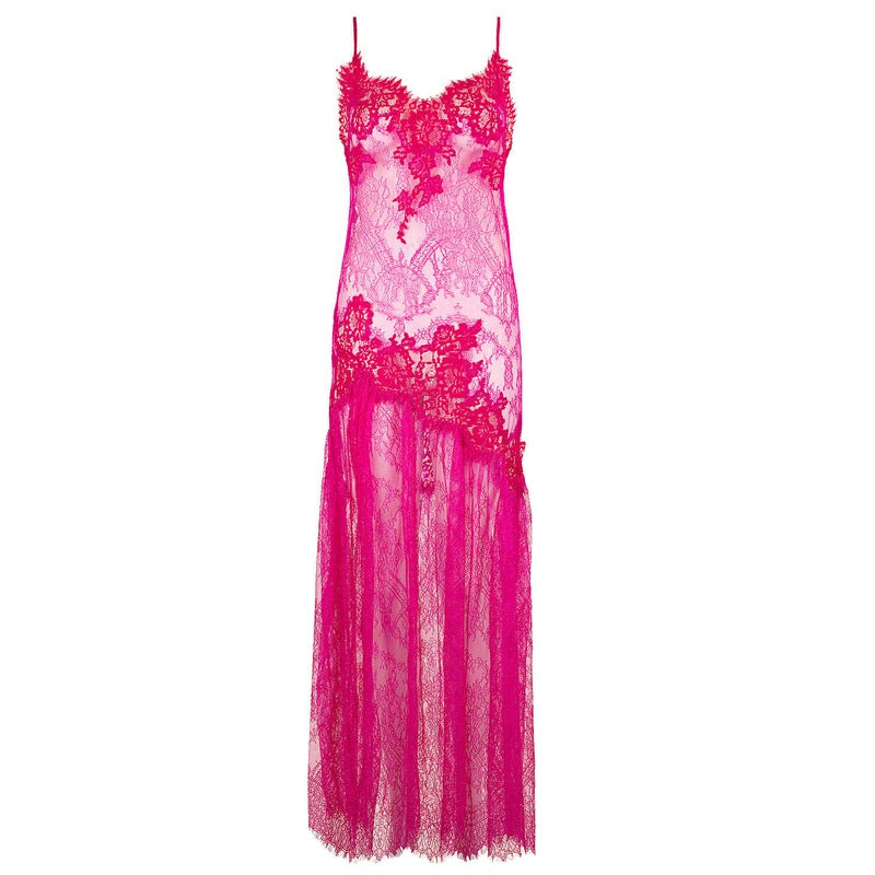 Lingerie Noturna Babydoll longo de Renda LHeure Local Brooke Magenta