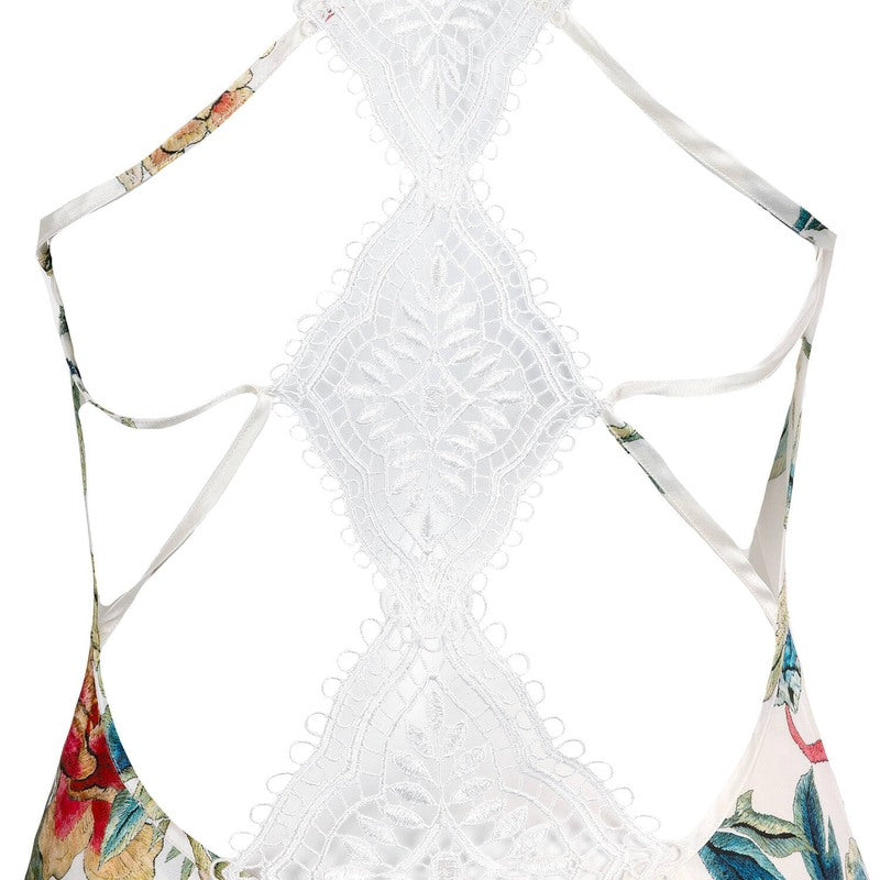 Lingerie Noturna Babydoll longo de Seda Aube Céleste Beverly Imprimé Floral