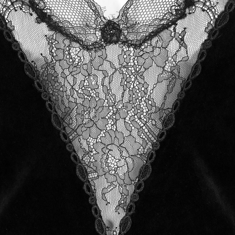 Lingerie Noturna Babydoll longo de veludo e Renda Jour Secret Billie