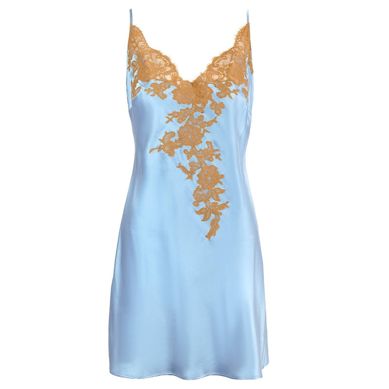 Lingerie Noturna Babydoll de Seda Aube Céleste Bénédicte CielNoisette